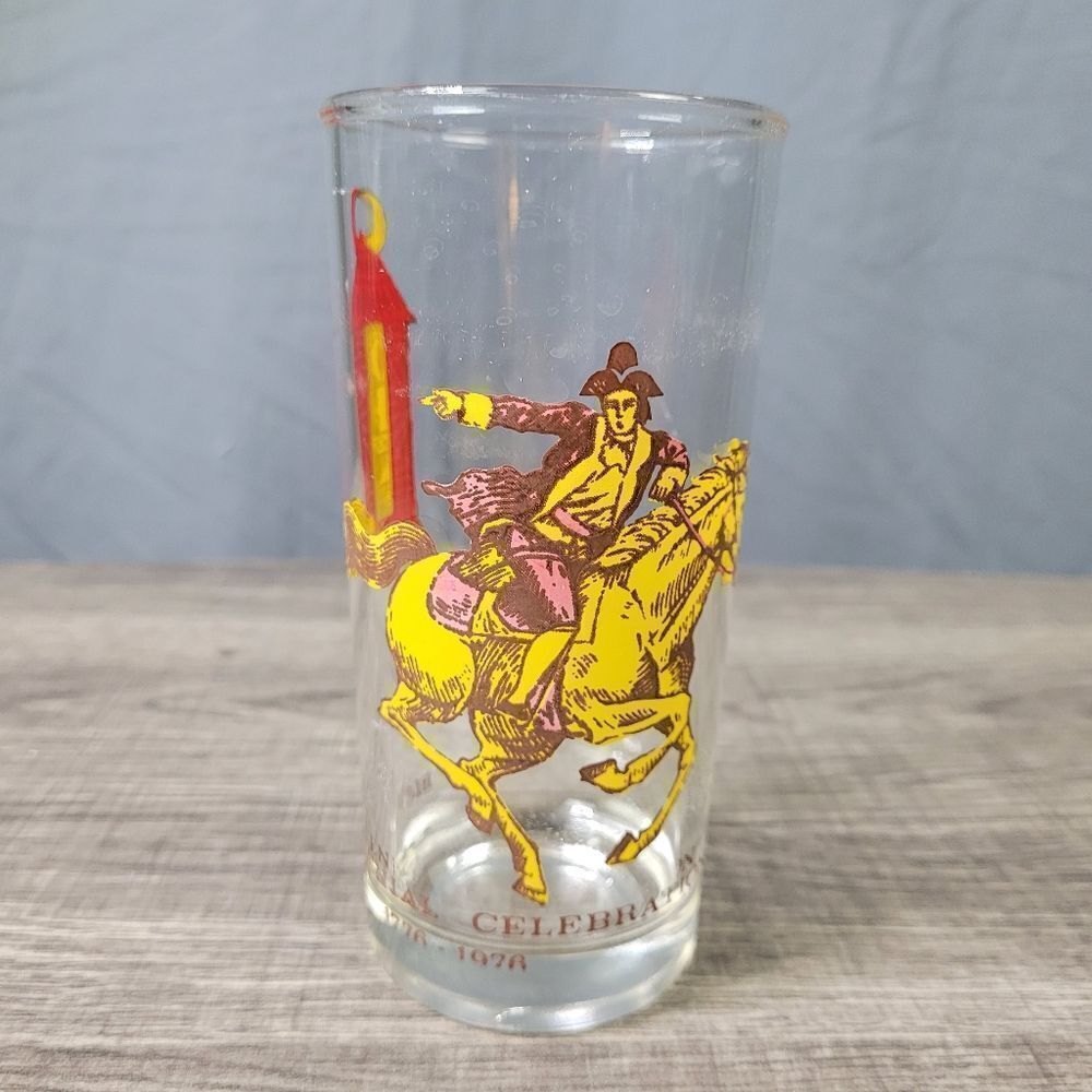 Bicentennial‎ Celebration Paul Revere 12 oz.  Drinking Glass